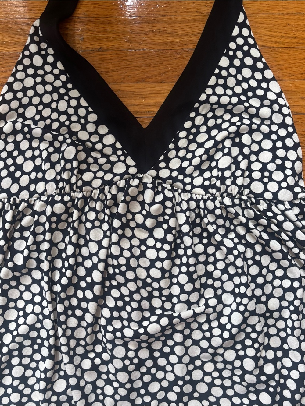 London Times Black & White Polka Dot V-Neck Halter Dress